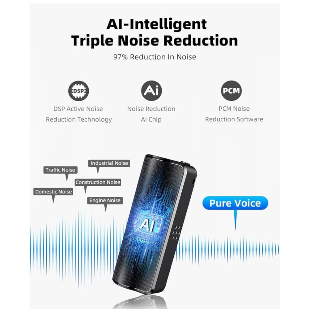 BNIB 128G Magnetic Voice Recorder wi AI-Intel Triple Noise Reduction